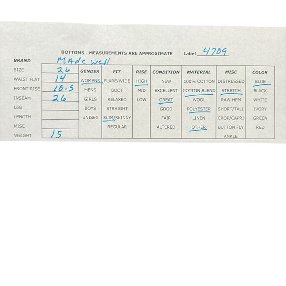 Madewell Roadtripper Stovepipe Jean Slim High Rise Stretch Cotton Blend MB923 26 - Picture 11 of 11